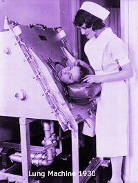 Nurse comforting Woman in Lung Machine 1930