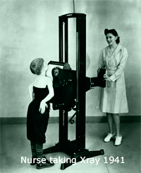 Nurse taking an Xray of Child in 1941
