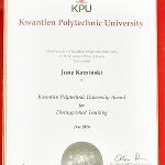 2016 Winner of the KPU Distinguished Teaching Award
